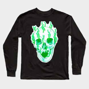 green fire skull Long Sleeve T-Shirt